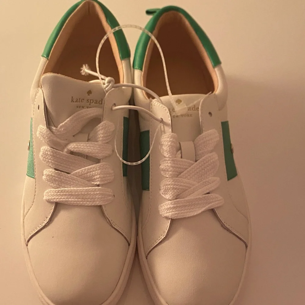 Kate Spade White and Green Casual Sneakers - Picture 4 of 9